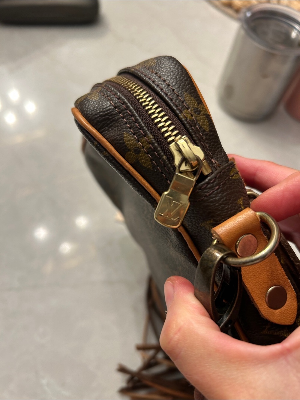 Louis Vuitton Monogram Brown Fringe Crossbody Bag with Braided Strap - Picture 6 of 6